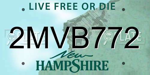 2MVB772 New Hampshire License Plate