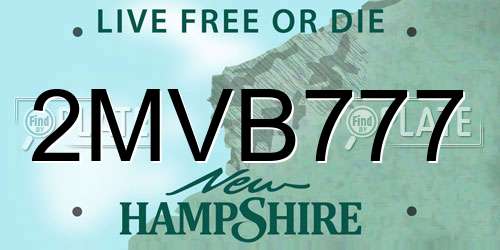 2MVB777 New Hampshire License Plate