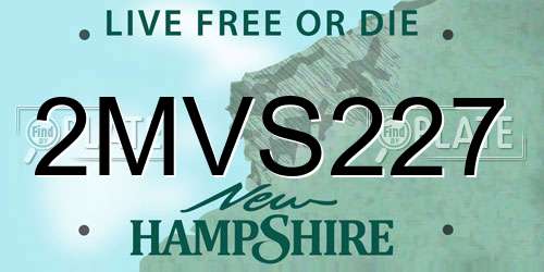 2MVS227 New Hampshire License Plate