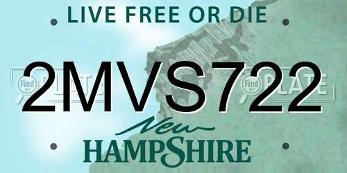 2MVS722 New Hampshire License Plate