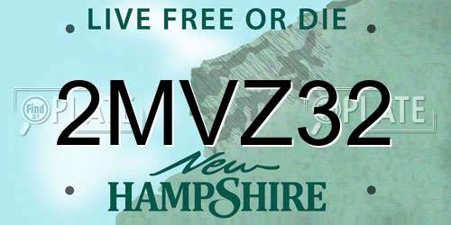 2MVZ32 New Hampshire License Plate