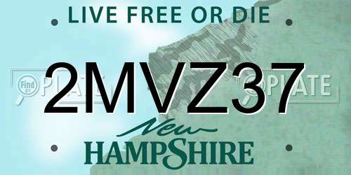 2MVZ37 New Hampshire License Plate
