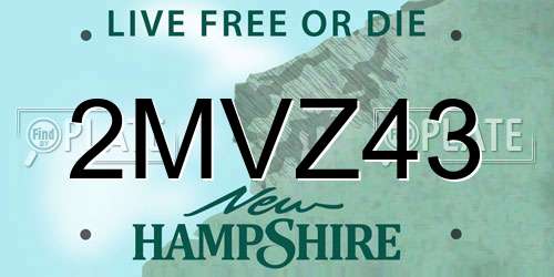 2MVZ43 New Hampshire License Plate