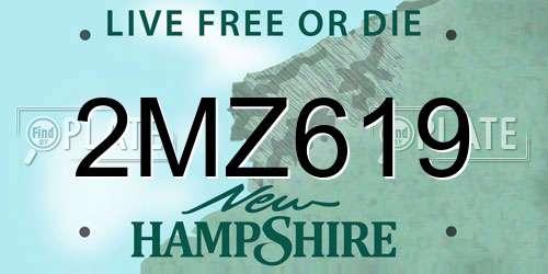 2MZ619 New Hampshire License Plate