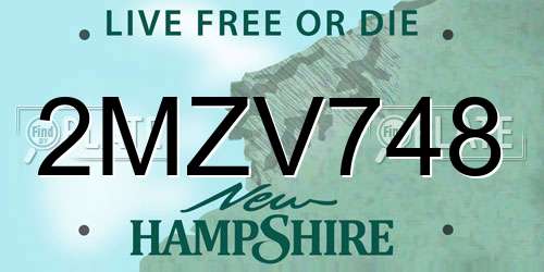 2MZV748 New Hampshire License Plate