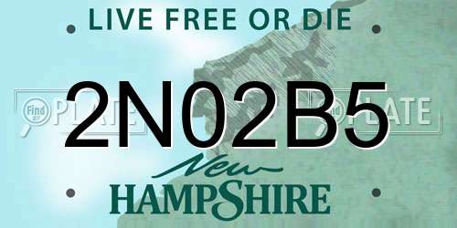 2N02B5 New Hampshire License Plate