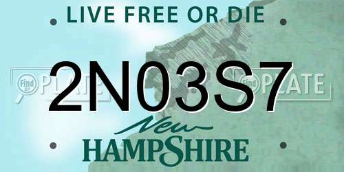2N03S7 New Hampshire License Plate