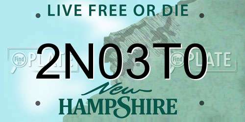 2N03T0 New Hampshire License Plate