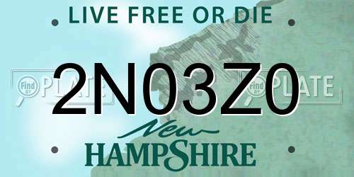2N03Z0 New Hampshire License Plate