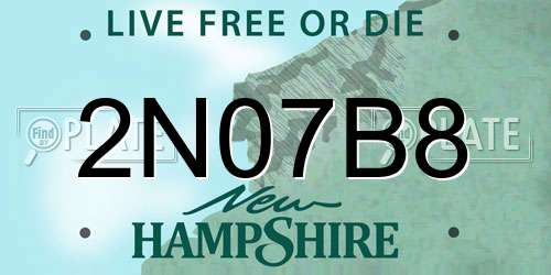 2N07B8 New Hampshire License Plate