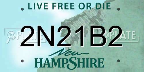 2N21B2 New Hampshire License Plate