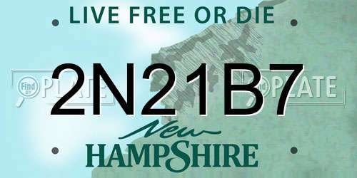2N21B7 New Hampshire License Plate