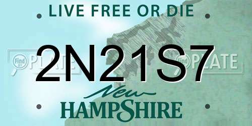 2N21S7 New Hampshire License Plate