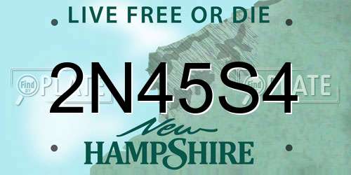 2N45S4 New Hampshire License Plate