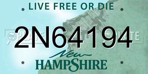 2N64194 New Hampshire License Plate