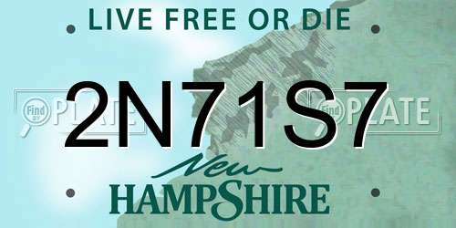 2N71S7 New Hampshire License Plate