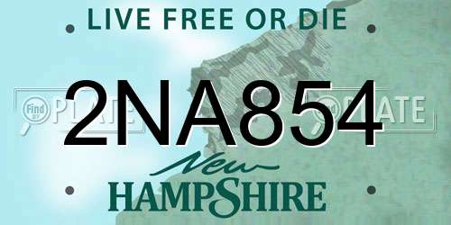 2NA854 New Hampshire License Plate