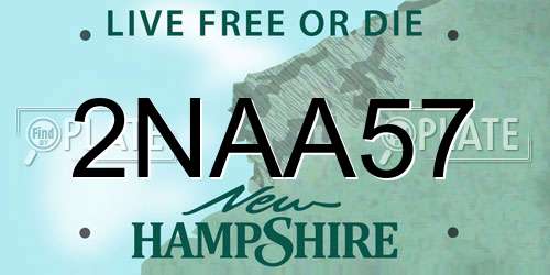 2NAA57 New Hampshire License Plate