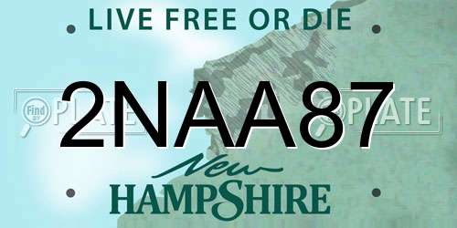 2NAA87 New Hampshire License Plate