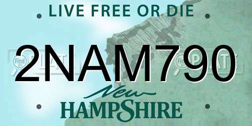2NAM790 New Hampshire License Plate
