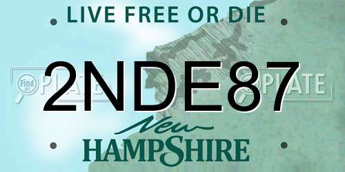 2NDE87 New Hampshire License Plate