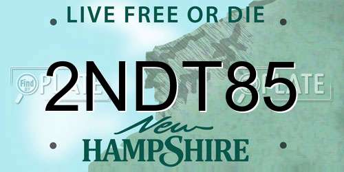 2NDT85 New Hampshire License Plate