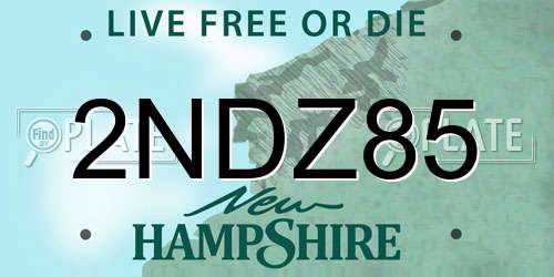 2NDZ85 New Hampshire License Plate