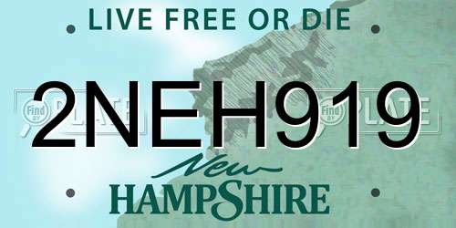 2NEH919 New Hampshire License Plate
