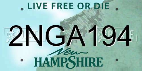 2NGA194 New Hampshire License Plate
