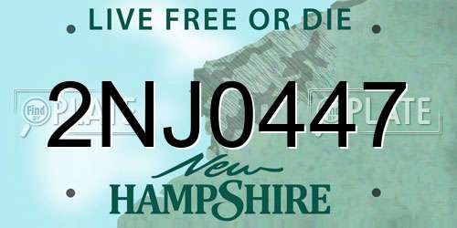 2NJ0447 New Hampshire License Plate