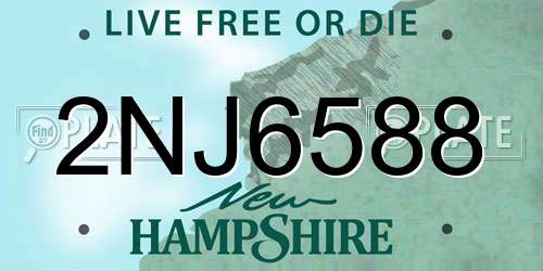 2NJ6588 New Hampshire License Plate