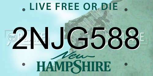 2NJG588 New Hampshire License Plate