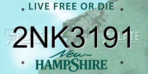 2NK3191 New Hampshire License Plate