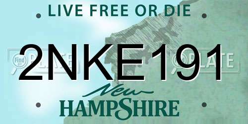 2NKE191 New Hampshire License Plate