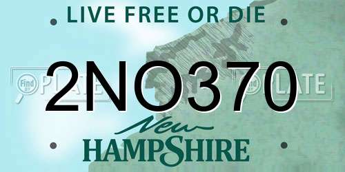 2NO370 New Hampshire License Plate