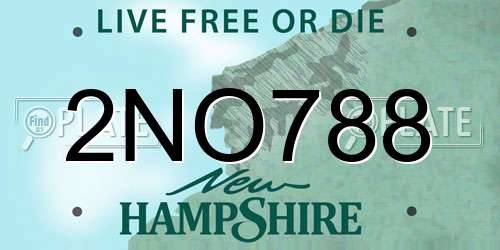 2NO788 New Hampshire License Plate