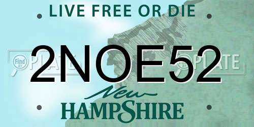 2NOE52 New Hampshire License Plate