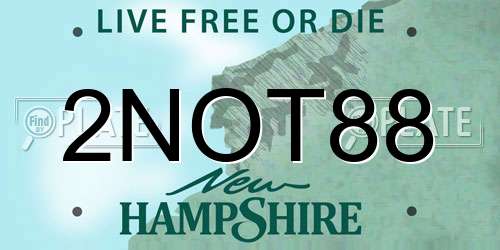 2NOT88 New Hampshire License Plate