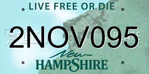 2NOV095 New Hampshire License Plate