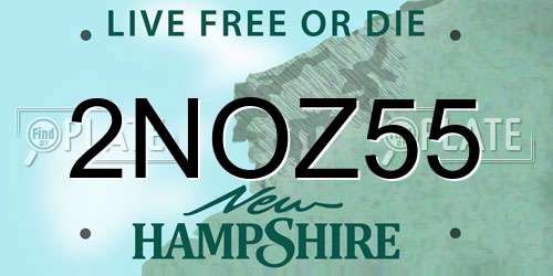 2NOZ55 New Hampshire License Plate