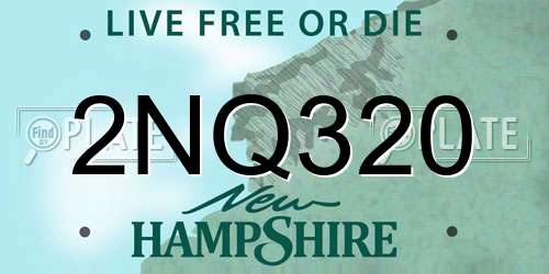 2NQ320 New Hampshire License Plate