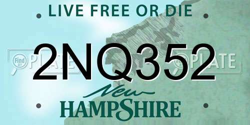 2NQ352 New Hampshire License Plate
