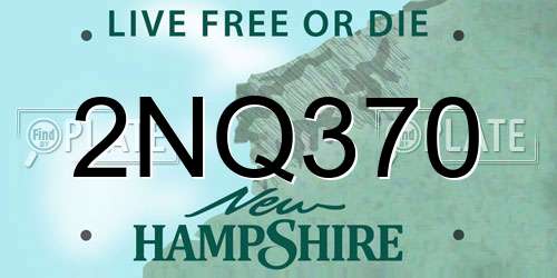 2NQ370 New Hampshire License Plate