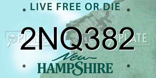 2NQ382 New Hampshire License Plate