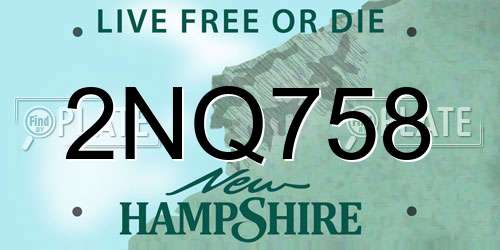 2NQ758 New Hampshire License Plate