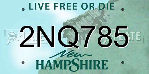 2NQ785 New Hampshire License Plate