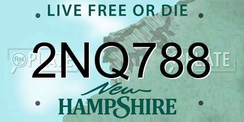 2NQ788 New Hampshire License Plate