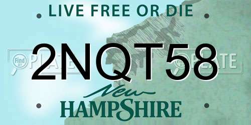 2NQT58 New Hampshire License Plate