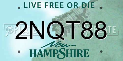 2NQT88 New Hampshire License Plate