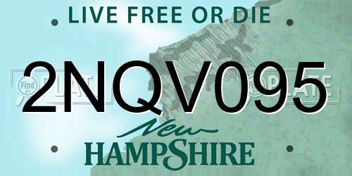 2NQV095 New Hampshire License Plate
